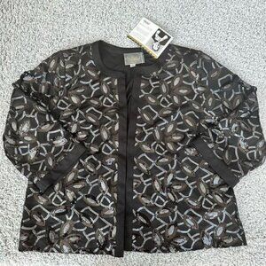 Bob Mackie Black Sequin Blazer, Size XL